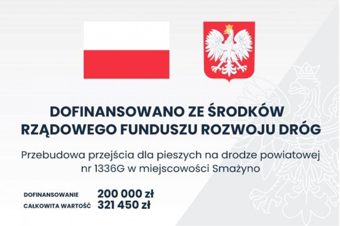 Przebudowa przejścia dla pieszych na drodze powiatowej nr 1336G w miejscowości Smażyno